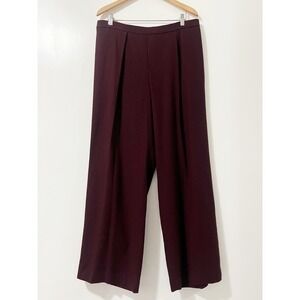 Vince Burgundy Wool Blend Wide Leg Trousers Pants Plus Size 1X Italy Fabric